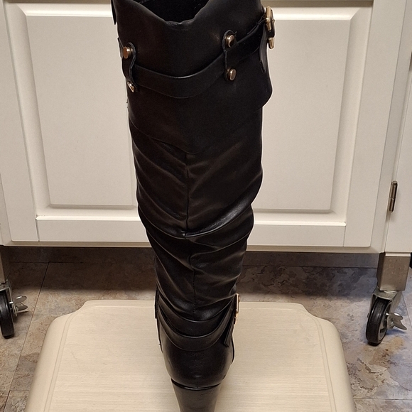 New Women's Too Moda Viola-9 Stylish Chunky Heel Knee-hi Boot -blk - Picture 2 of 5